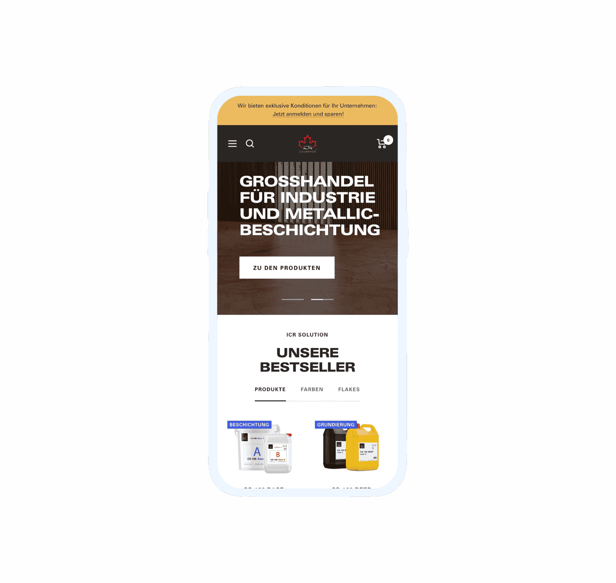 Webseite, online shop, icr, mobile